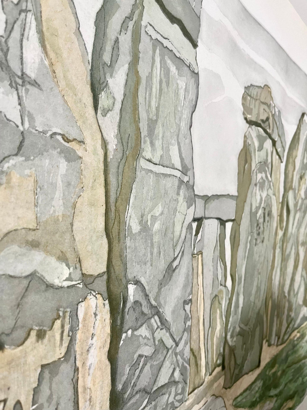 Large American Modern Stonehenge Landscape Aquatint Etching Philip Pearlstein