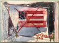 Abstract Expressionist Happy Bicentennial Baby, American Flag Collage Painting