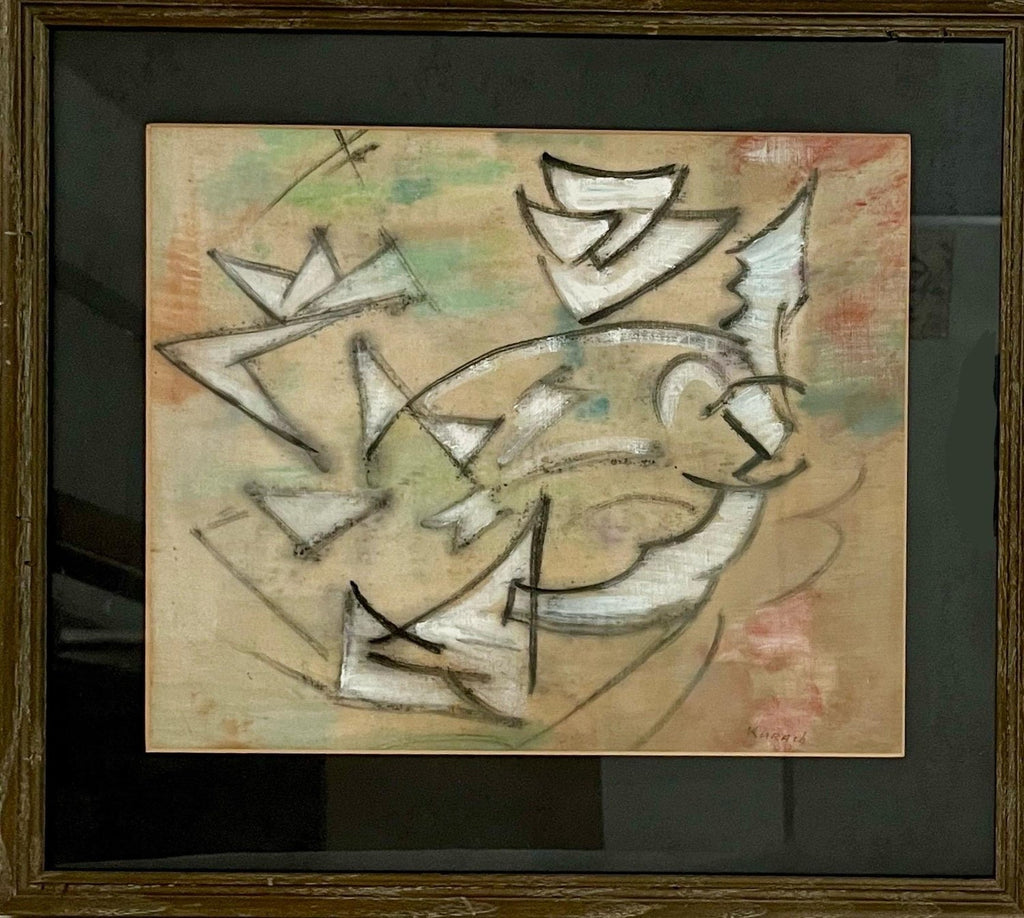 Ukrainian Expressionist Abstract Mixed Media Futurist Painting Ivan Kurach