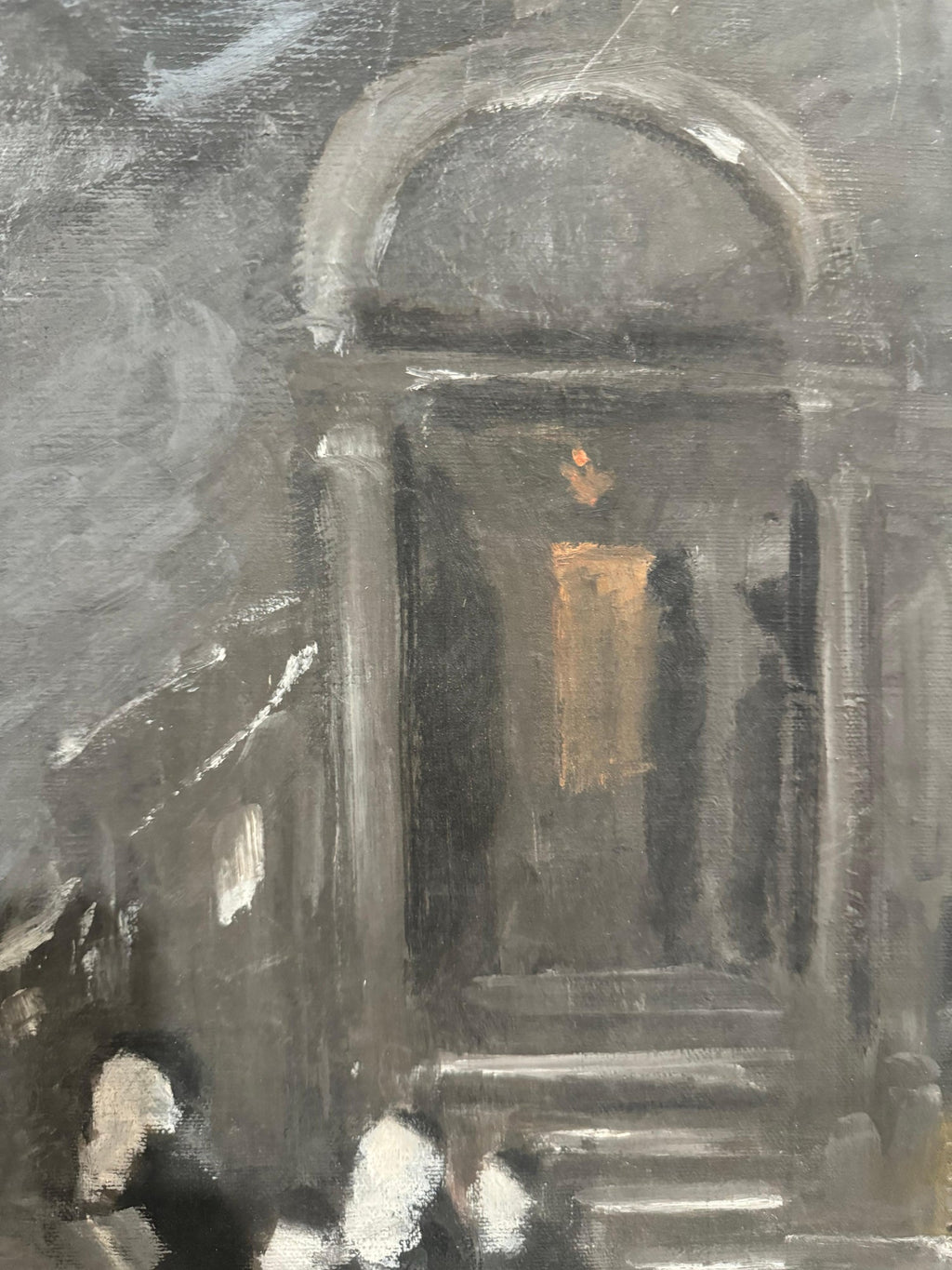 Pre War European Hasidic Rabbi Kiddush Levana (Moon) German Judaica Oil Painting