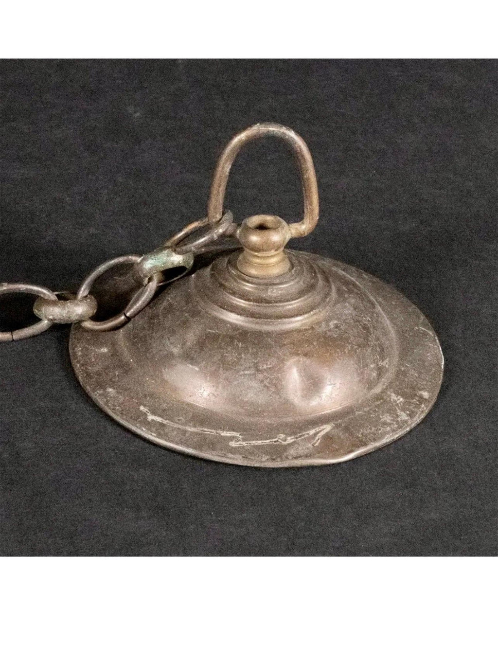 Rare Antique Judaica Hanging Bronze Jewish Synagogue or Temple Oil Lamp w Chain