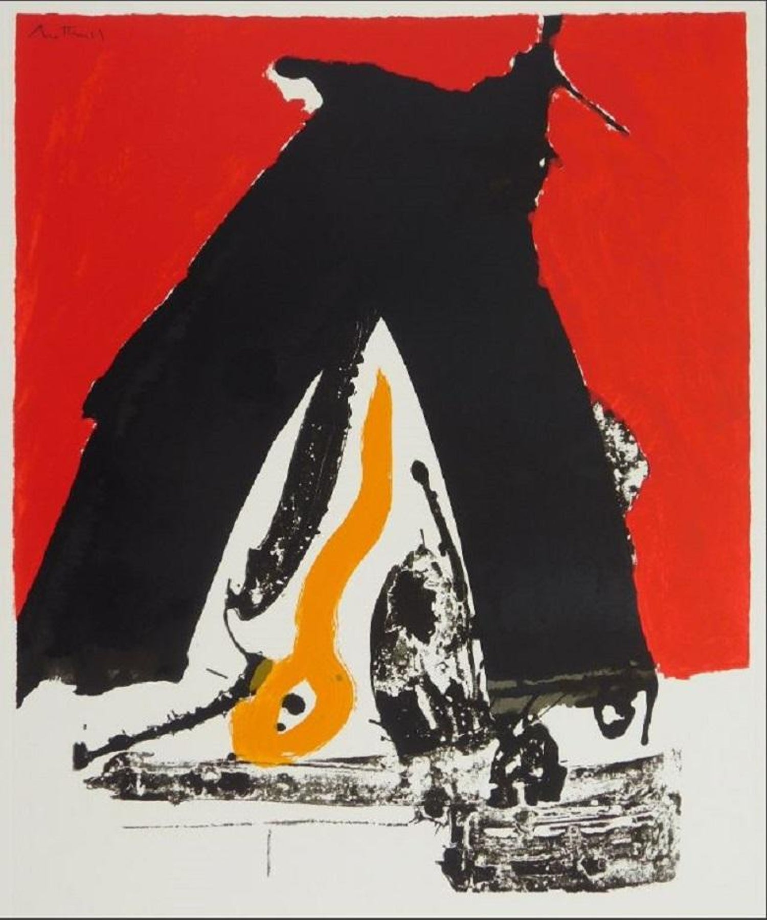 Large Robert Motherwell Lithograph Abstract Expressionist Lament for Lorca 1982