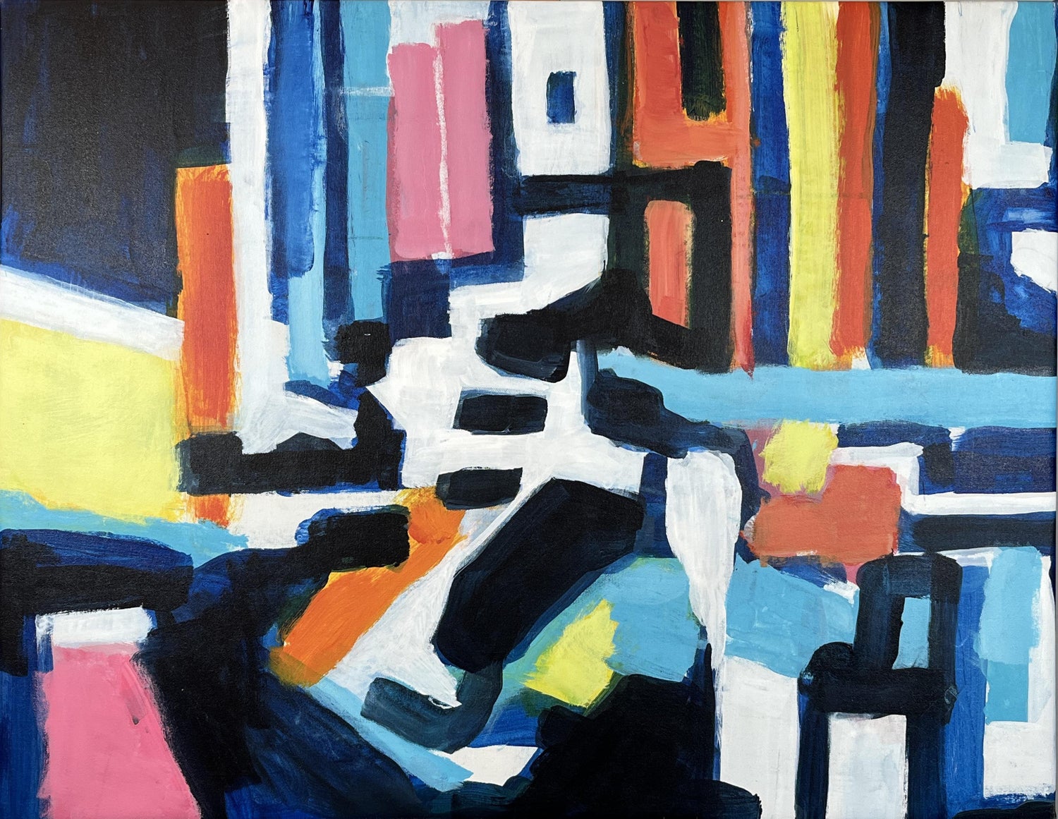 Angular Revelation, Abstract Geometric Day Glo Street Art Graffiti Painting