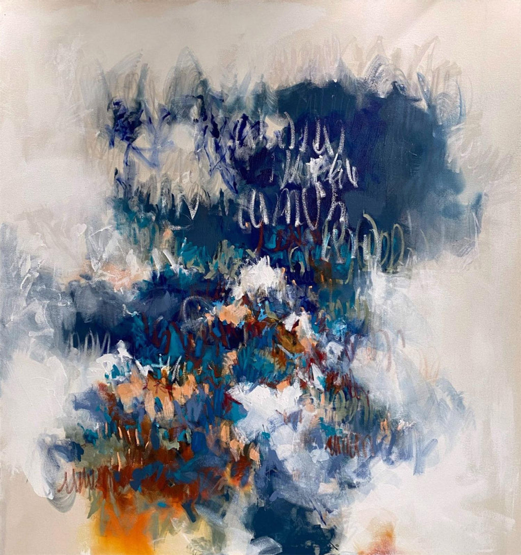 Mixed Media Asian Abstract Collage Painting Katherine Chang Liu Chinese American