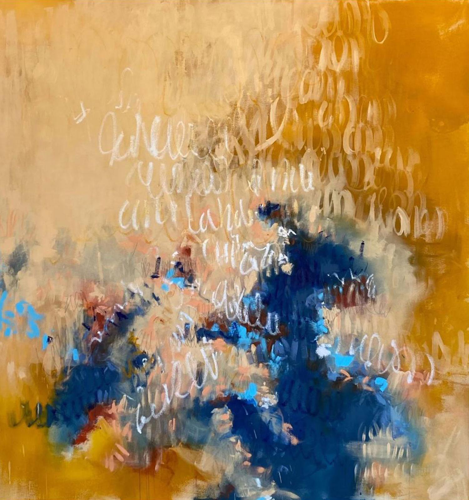 Romance of Electricity, Mixed Media Metallic Painting Woman Artist
