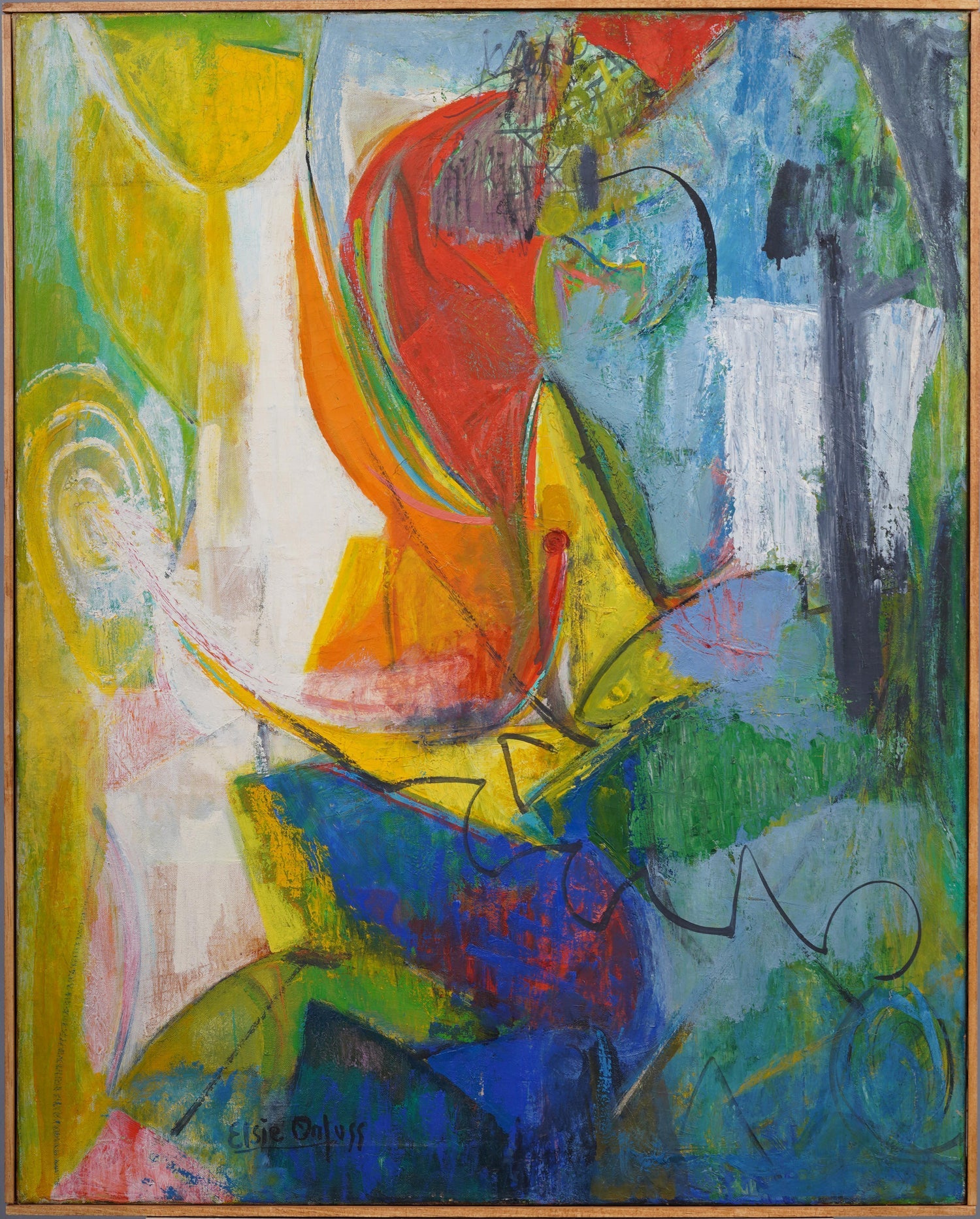 Bauhaus Moshe Raviv Moi Ver Abstract Oil Painting Lithuanian Israeli Modern
