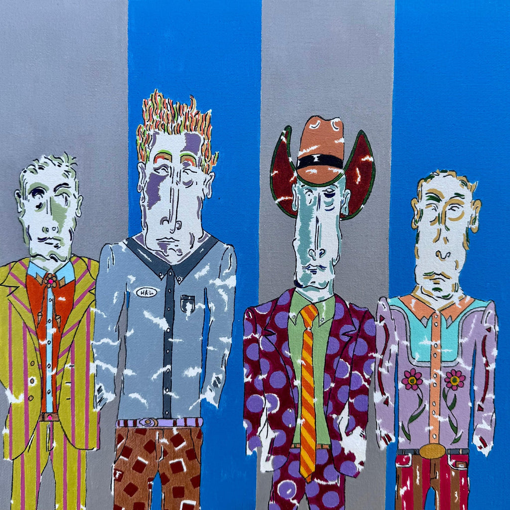 Pop Art Acrylic Painting 'Detectives' from the Tintin Comic books