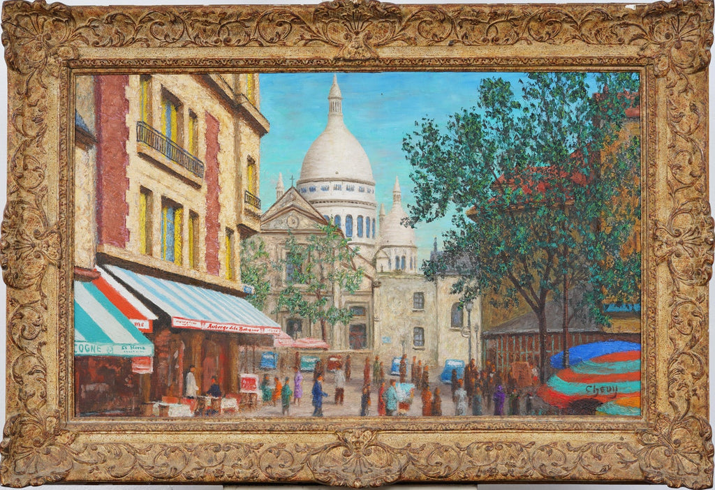 French Impressionist Oil Painting Elisee Maclet Paris Montmartre Street Scene