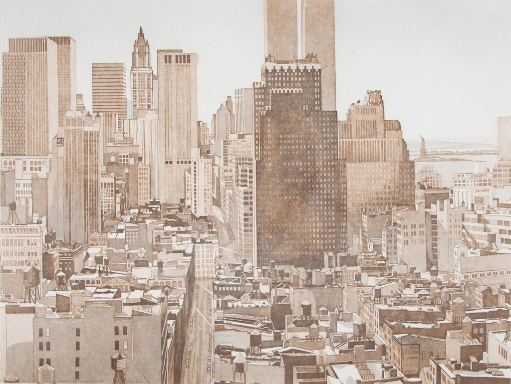 Large American Modern Stonehenge Landscape Aquatint Etching Philip Pearlstein