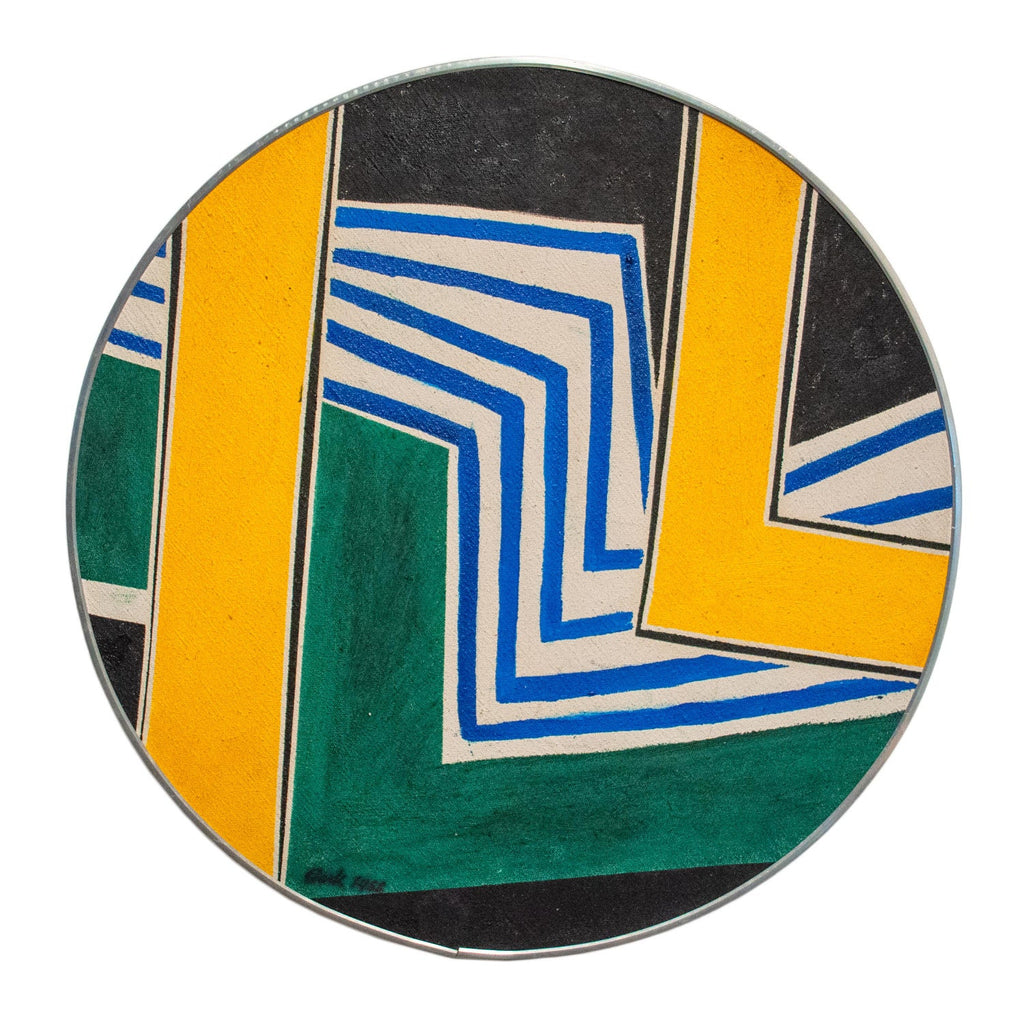 Israeli Round Tondo Hard Edged Geometric Abstract Color Painting Reuven Berman