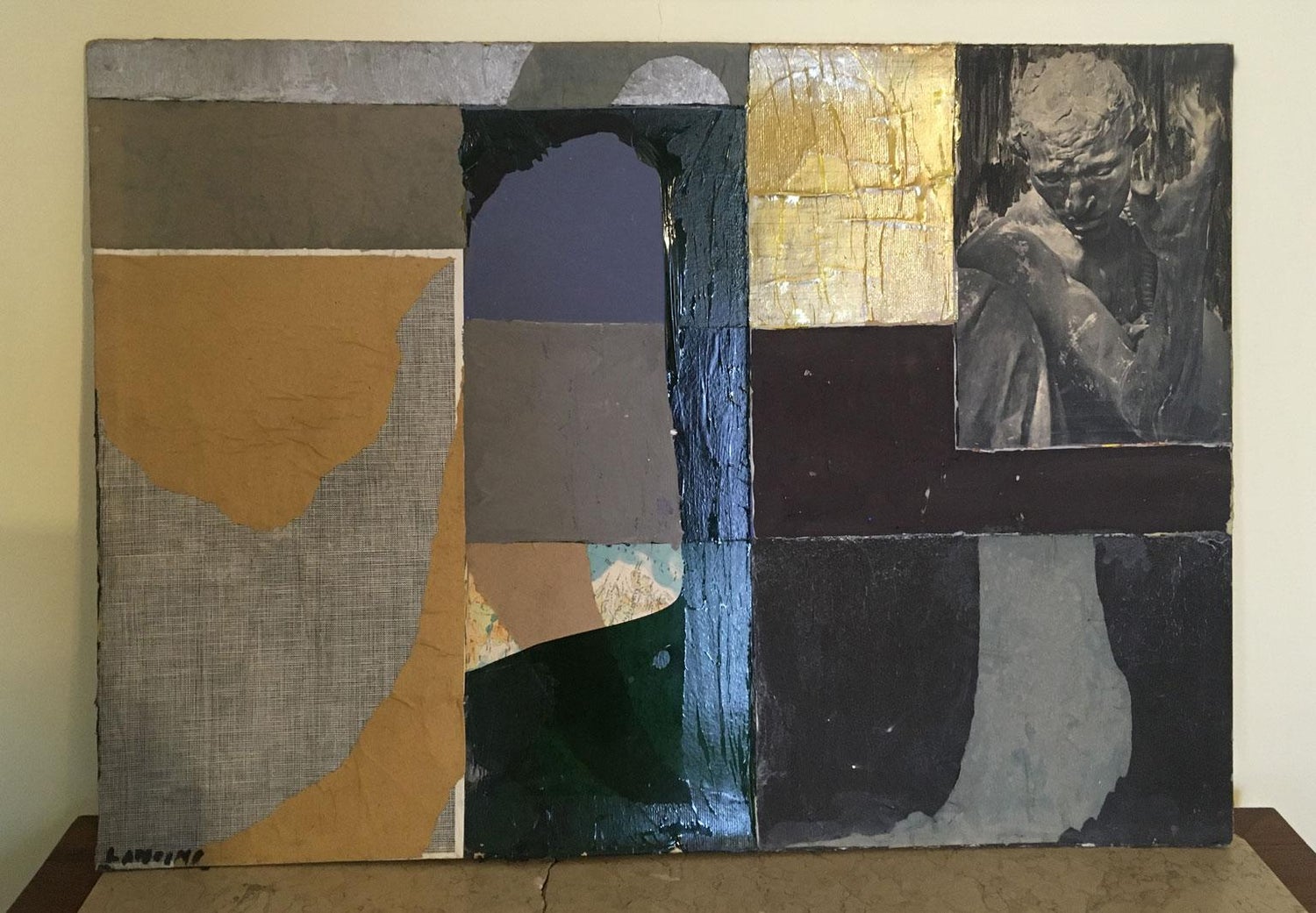 Italian Pop Art Mixed Media Surrealist Painting Collage Gouache Emilio Tadini