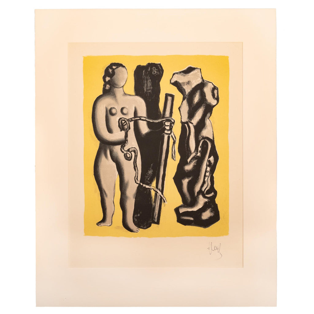 Large Cubist Modernist Color French Lithograph Zadkine Figures La Famille