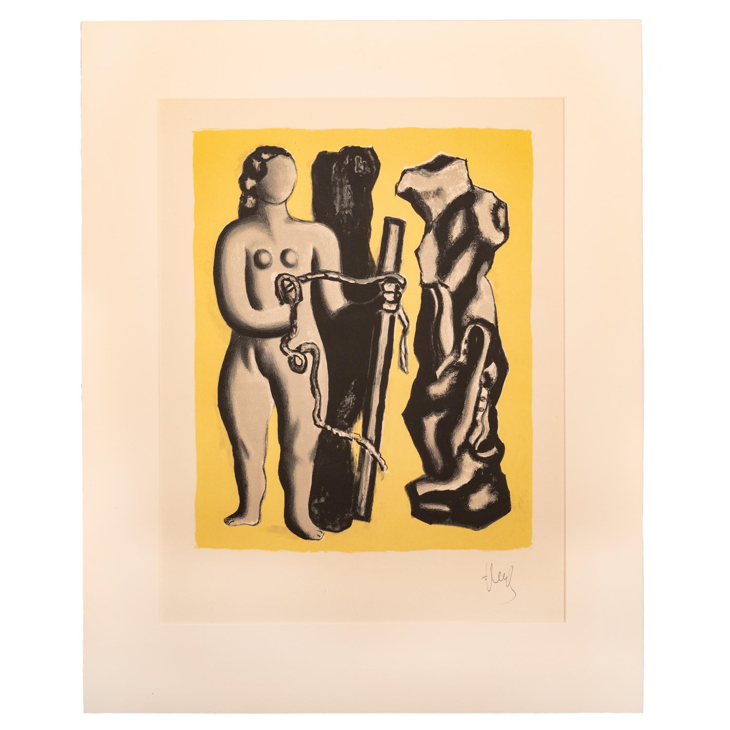 Large Cubist Modernist Color French Lithograph Zadkine Figures La Famille