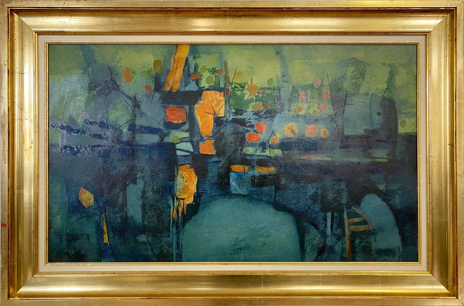 Modernist SUNDAY MORNING HARVEST Woman with Flowers Oil Painting