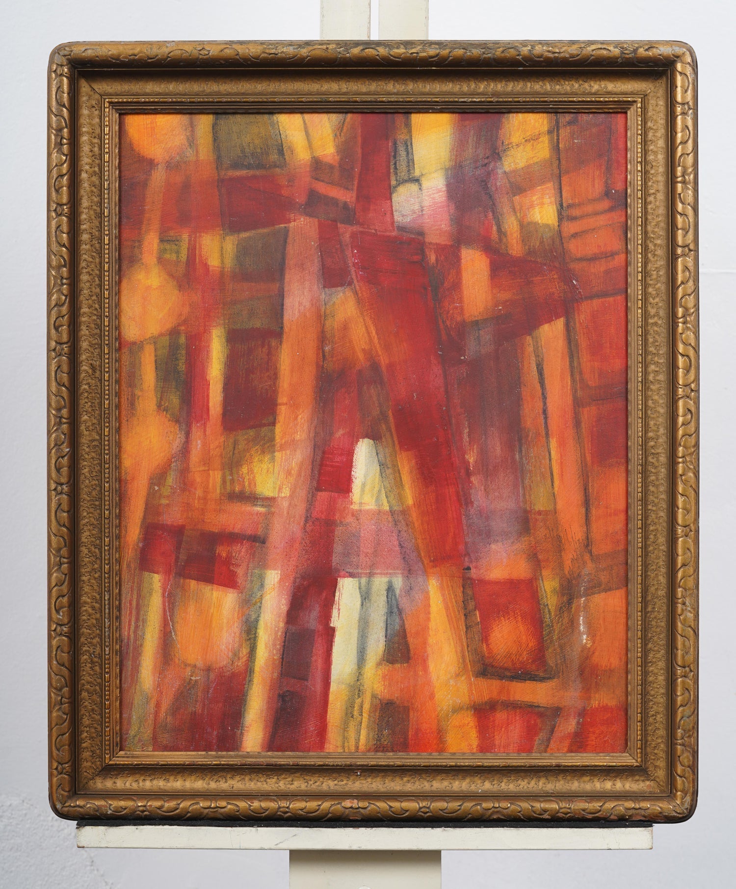 Abstract Expressionist "Fire Dance" Oil Painting Israeli Artist