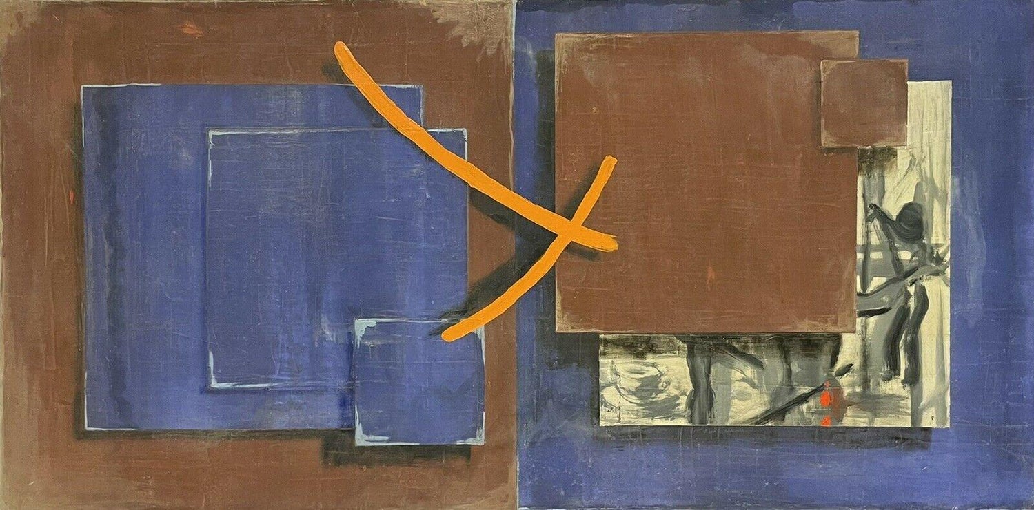 Argentine Abstract Constructivist Quadriptych Oil Painting Latin American Woman
