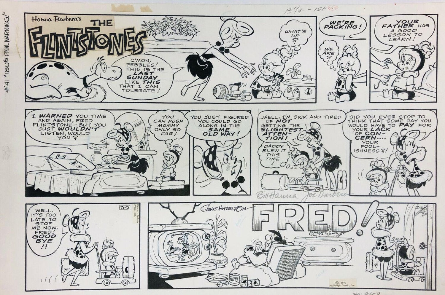 Vintage Golden Age Syndicated Ink Drawing Cartoon Strip Susie Q Smith Comic Art