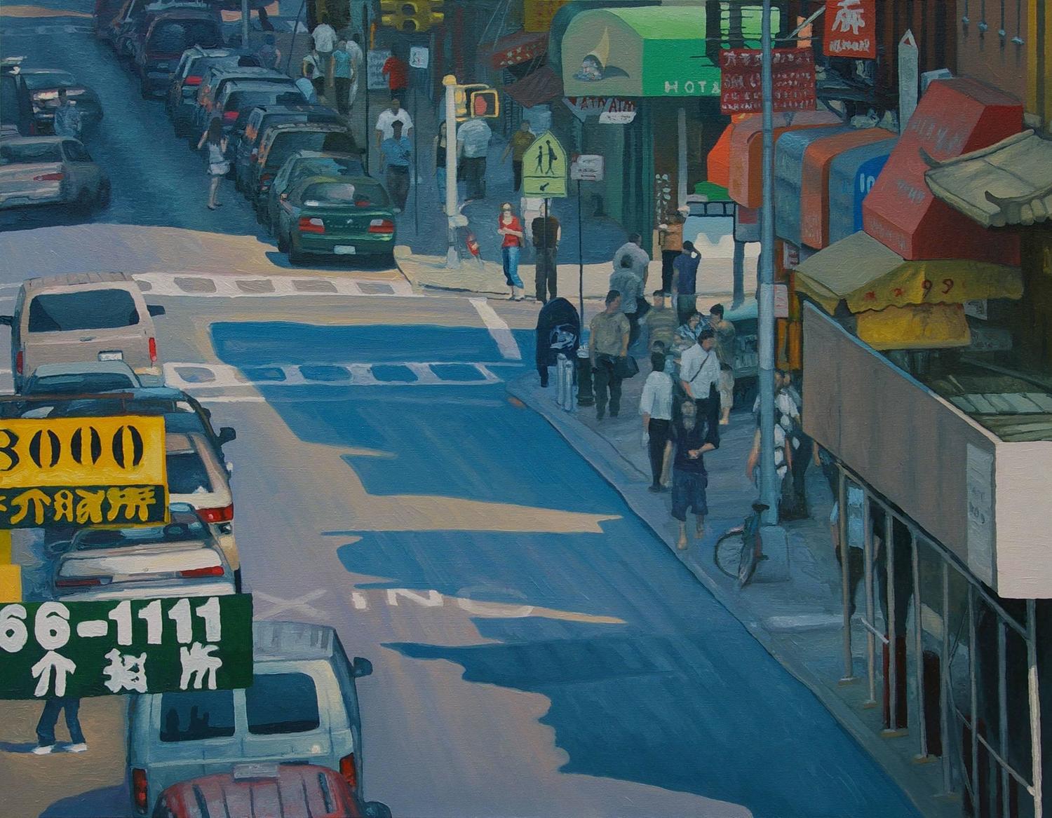 Large Suong Yangchareon Thai American Photorealist LA California Street Painting