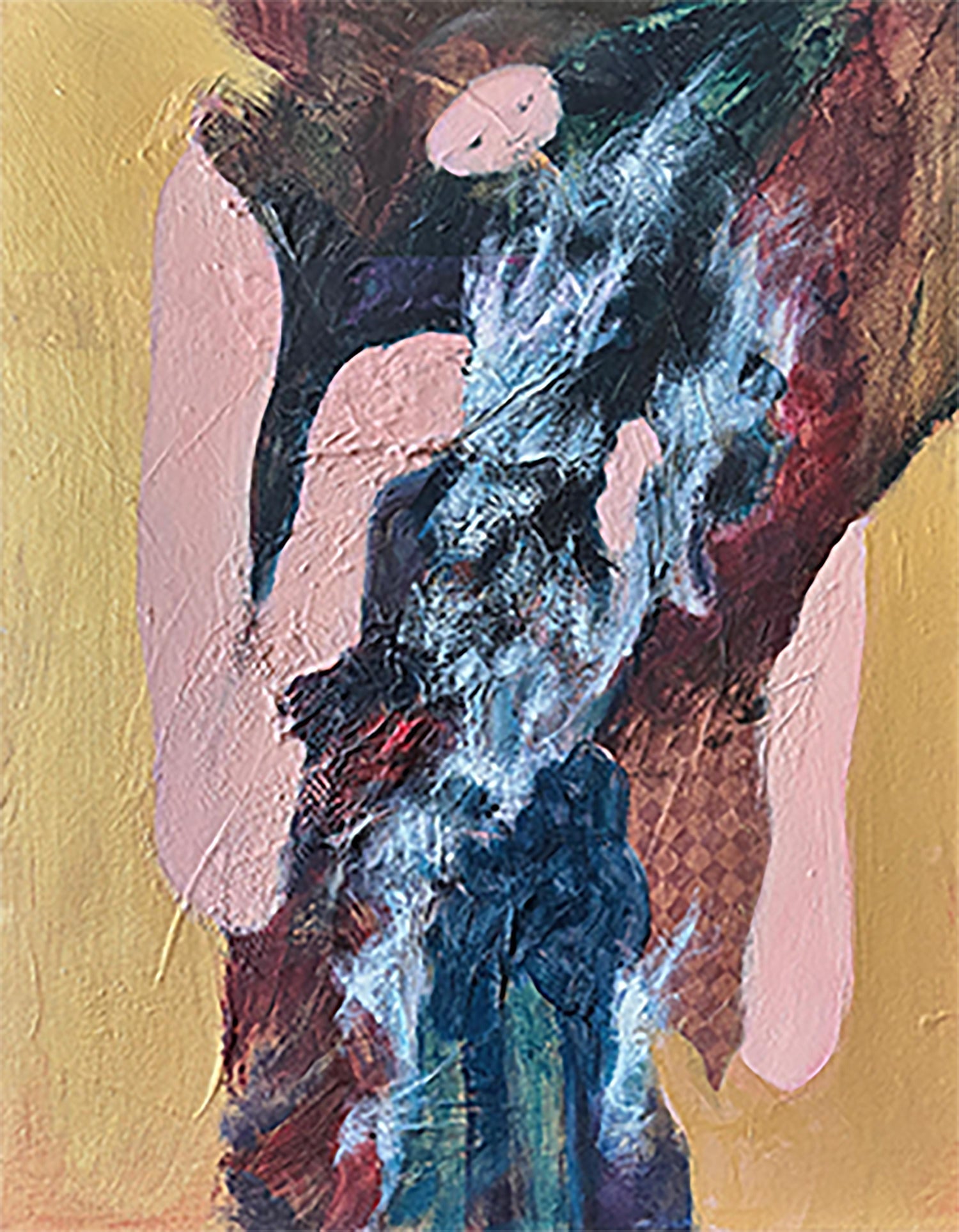 Original Modernist Oil Stick Pigment Painting by Aaron Fink, Cherry. Pop Art