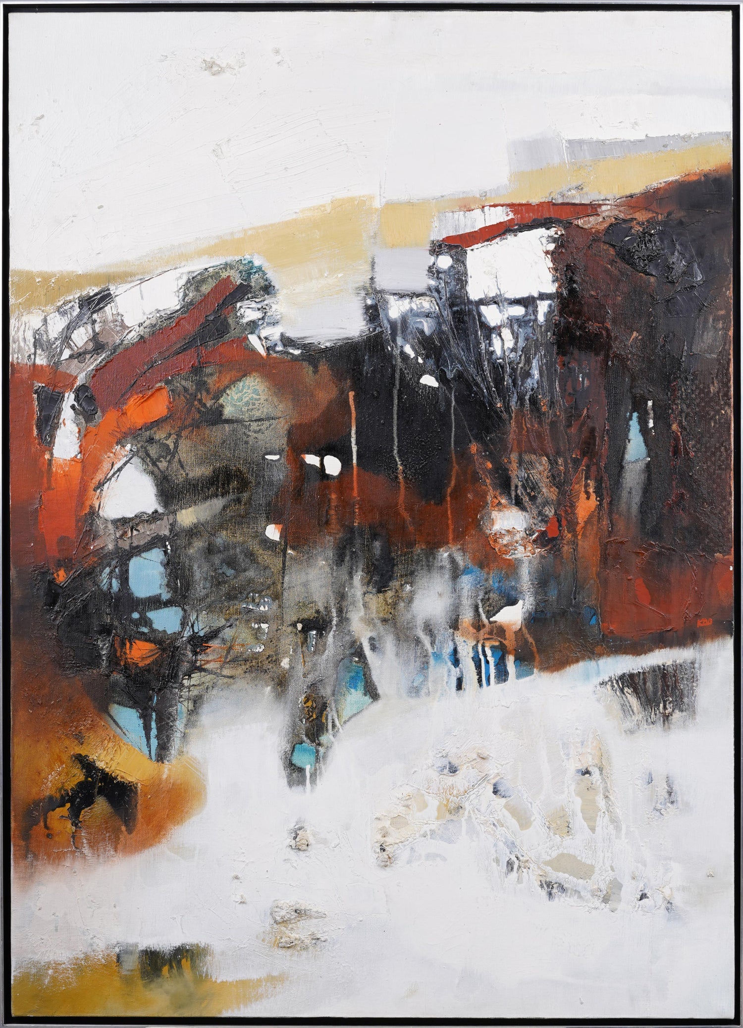 Large Rigoberto Mena Contemporary Cuban Abstract Expressionist Oil Painting