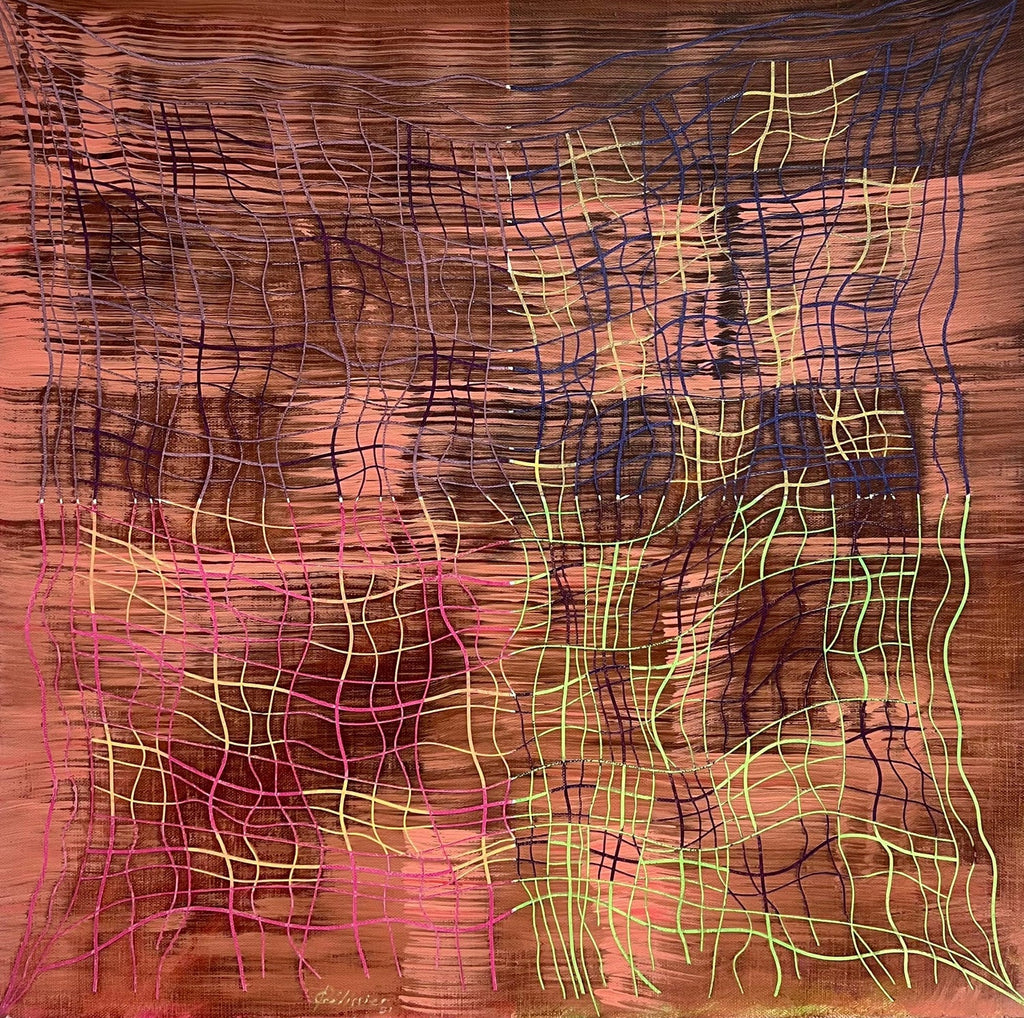 Large Abstract Expressionist Oil Painting on Rice Paper Modernist John Von Wicht