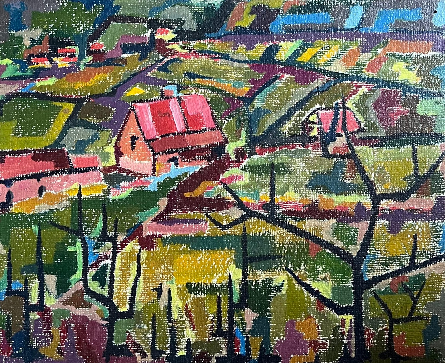Russian Ukrainian Abstract Oil Painting Alexander Pavlov Vilnius Landscape