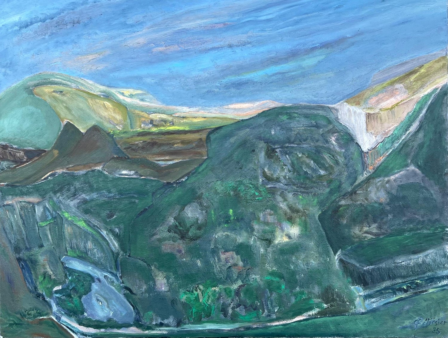 Large Abstract Landscape Pastel Drawing Painting San Francisco Artist, Megan #13