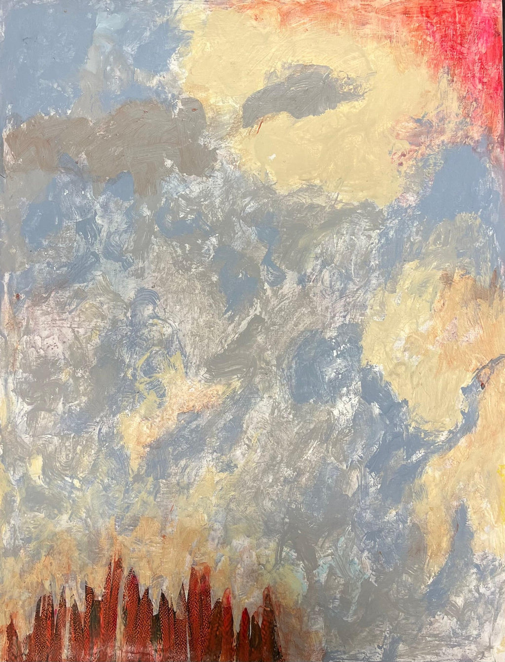 Abstract Expressionist Watercolor Fiery Sky