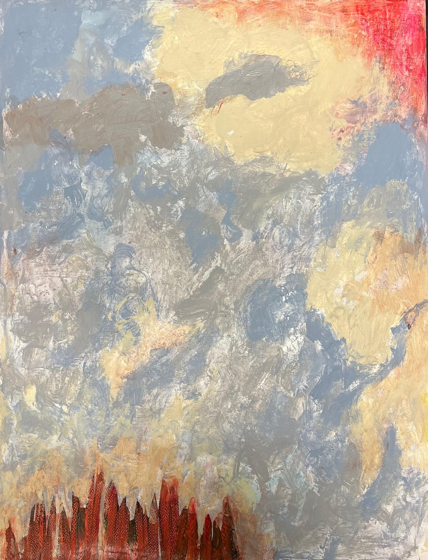 Abstract Expressionist Watercolor Fiery Sky