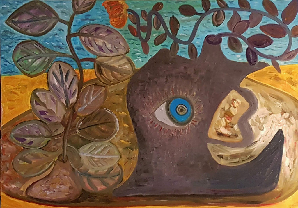 Israeli Surrealist Judaica Abstract Oil Painting Naftali Bezem Bezalel School