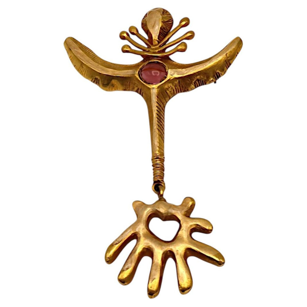 Rare 18 Karat Gold Enamel Georges Braque Sculpture Brooch