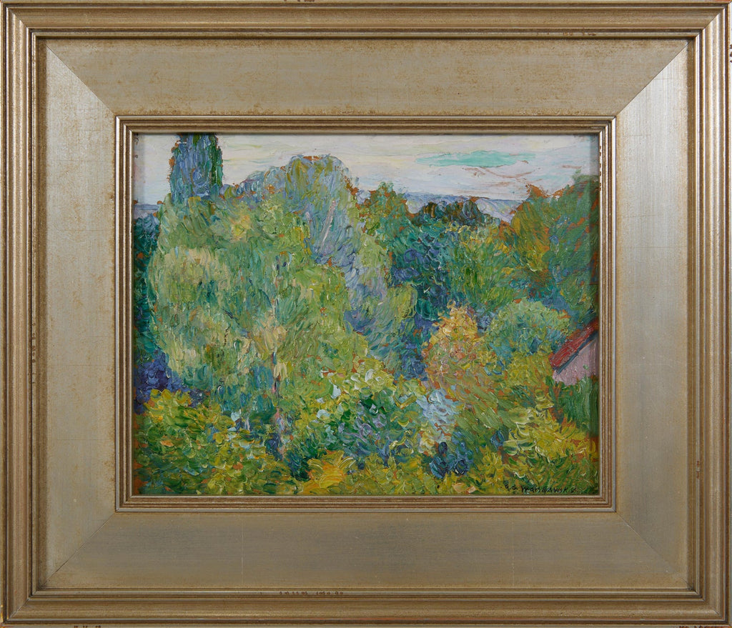 French Post Impressionist Oil Painting Bucolic Wooded Country Lane Gaston Sebire