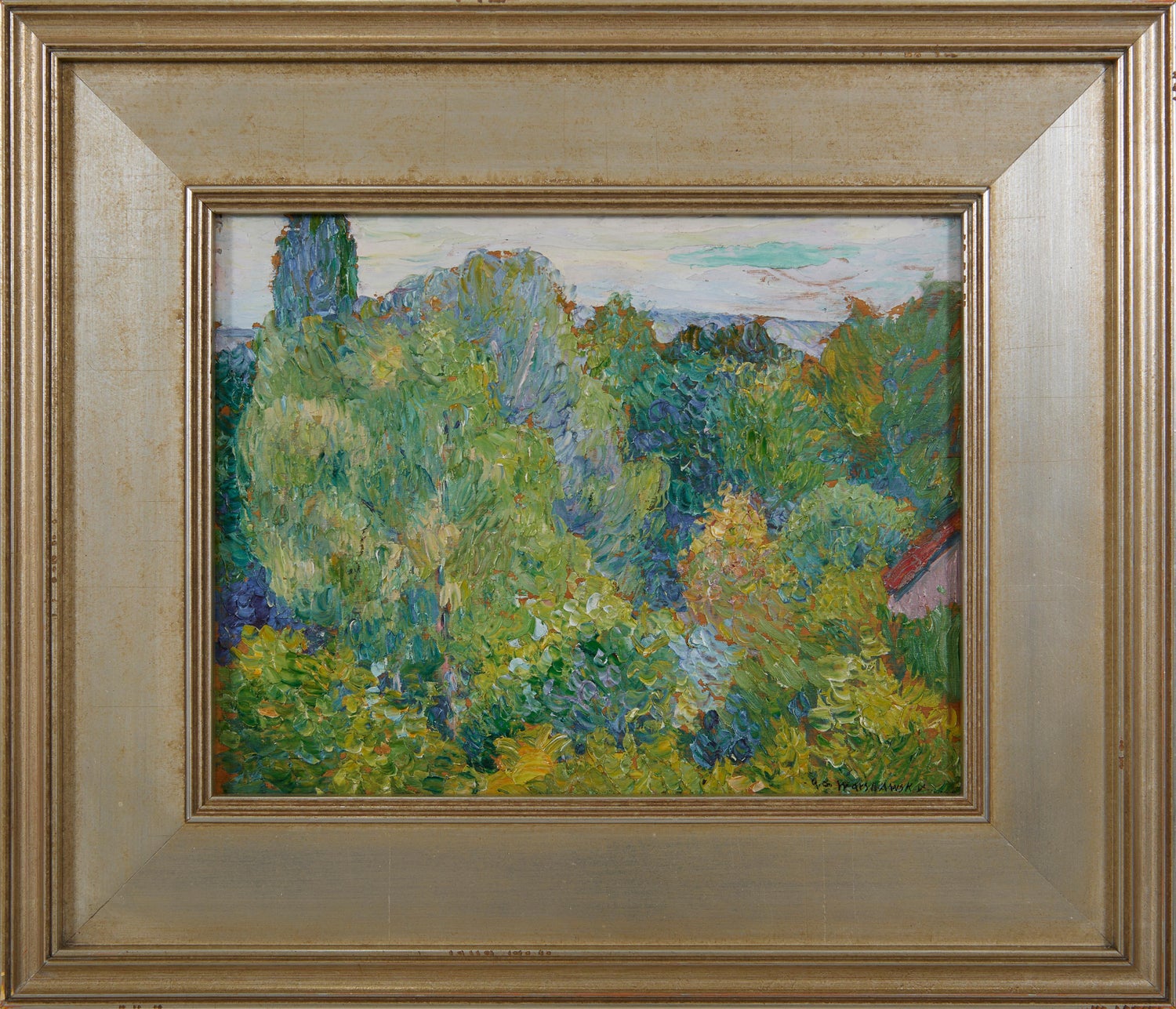 French Post Impressionist Oil Painting Bucolic Wooded Country Lane Gaston Sebire