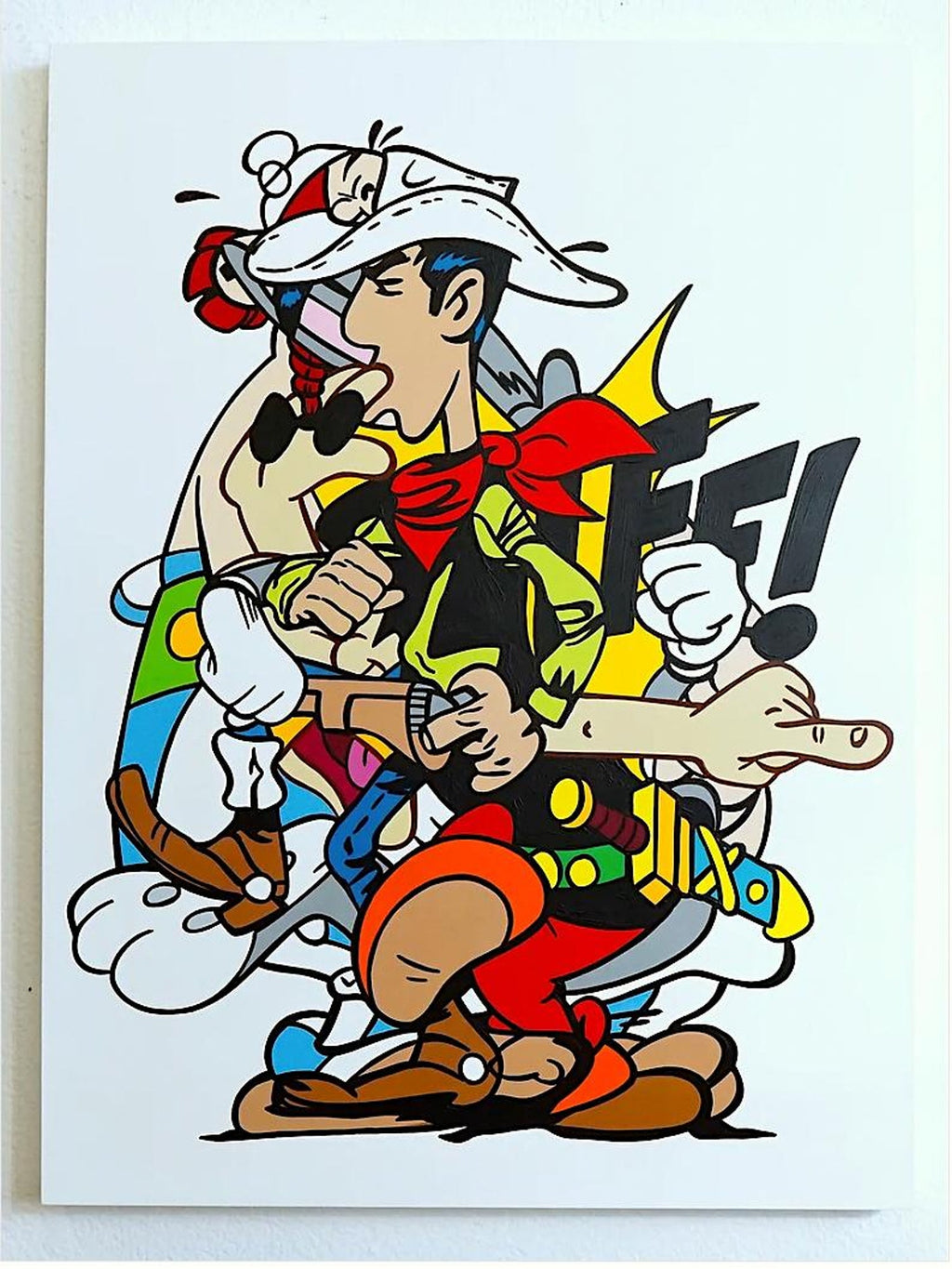 Pop Art Acrylic Painting 'Detectives' from the Tintin Comic books