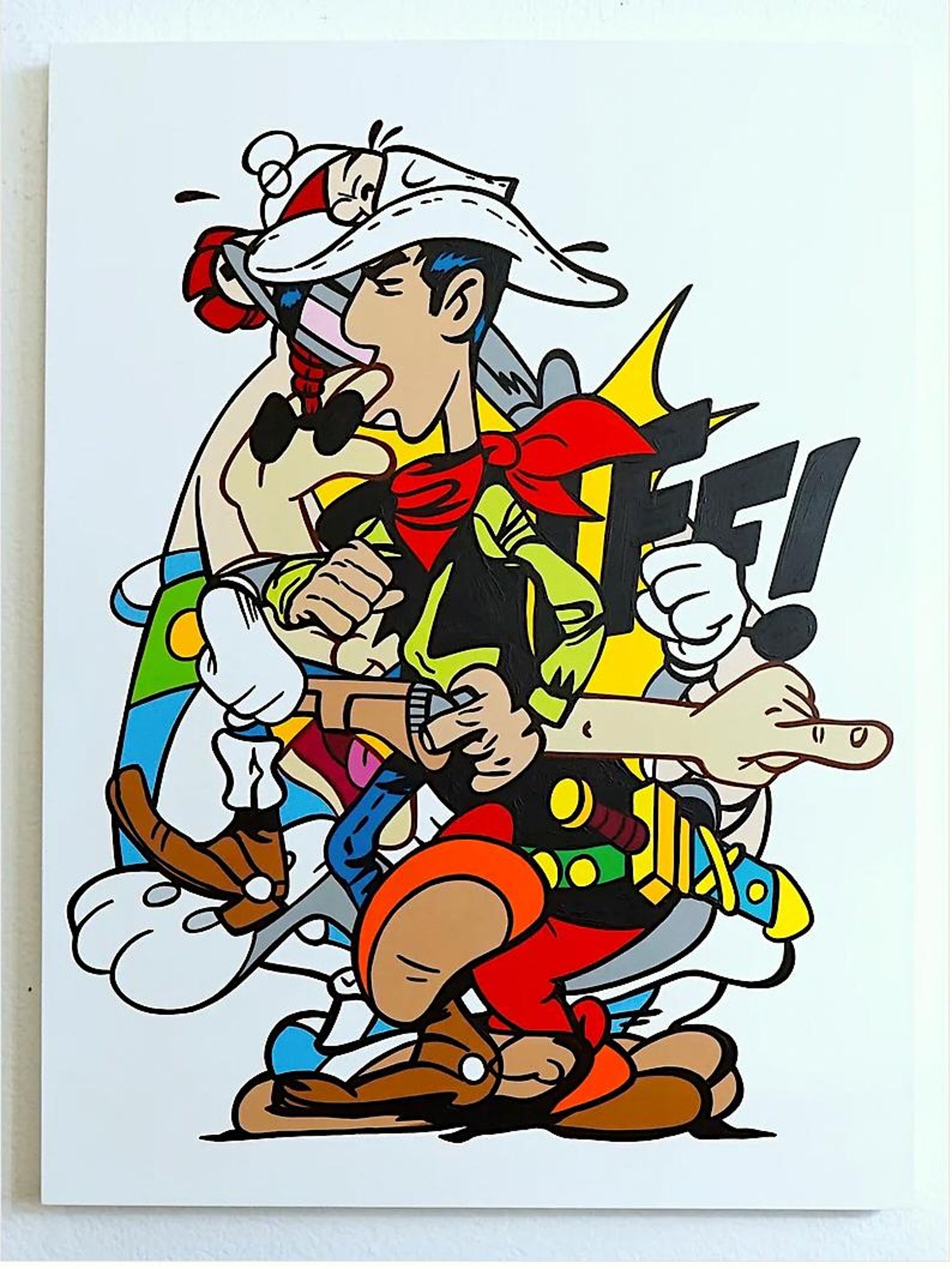 Pop Art Acrylic Painting 'Detectives' from the Tintin Comic books