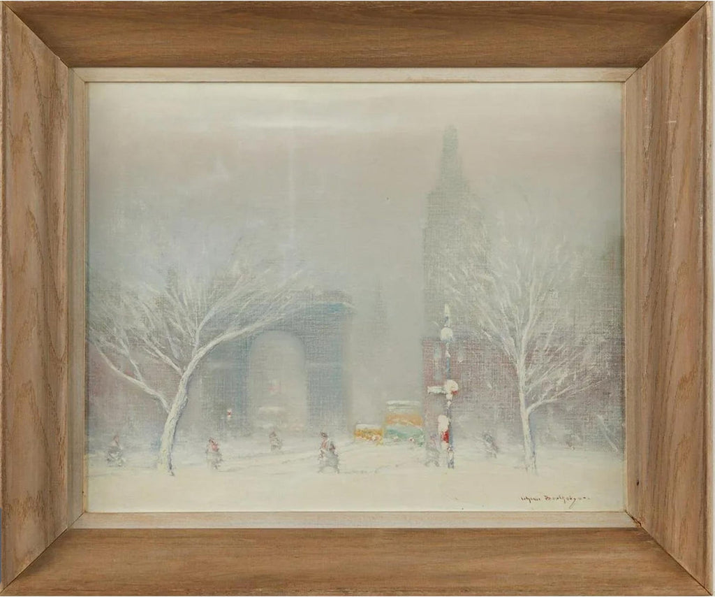 Large Oil Painting Central Park in Winter Robert Sarsony New York City in Snow