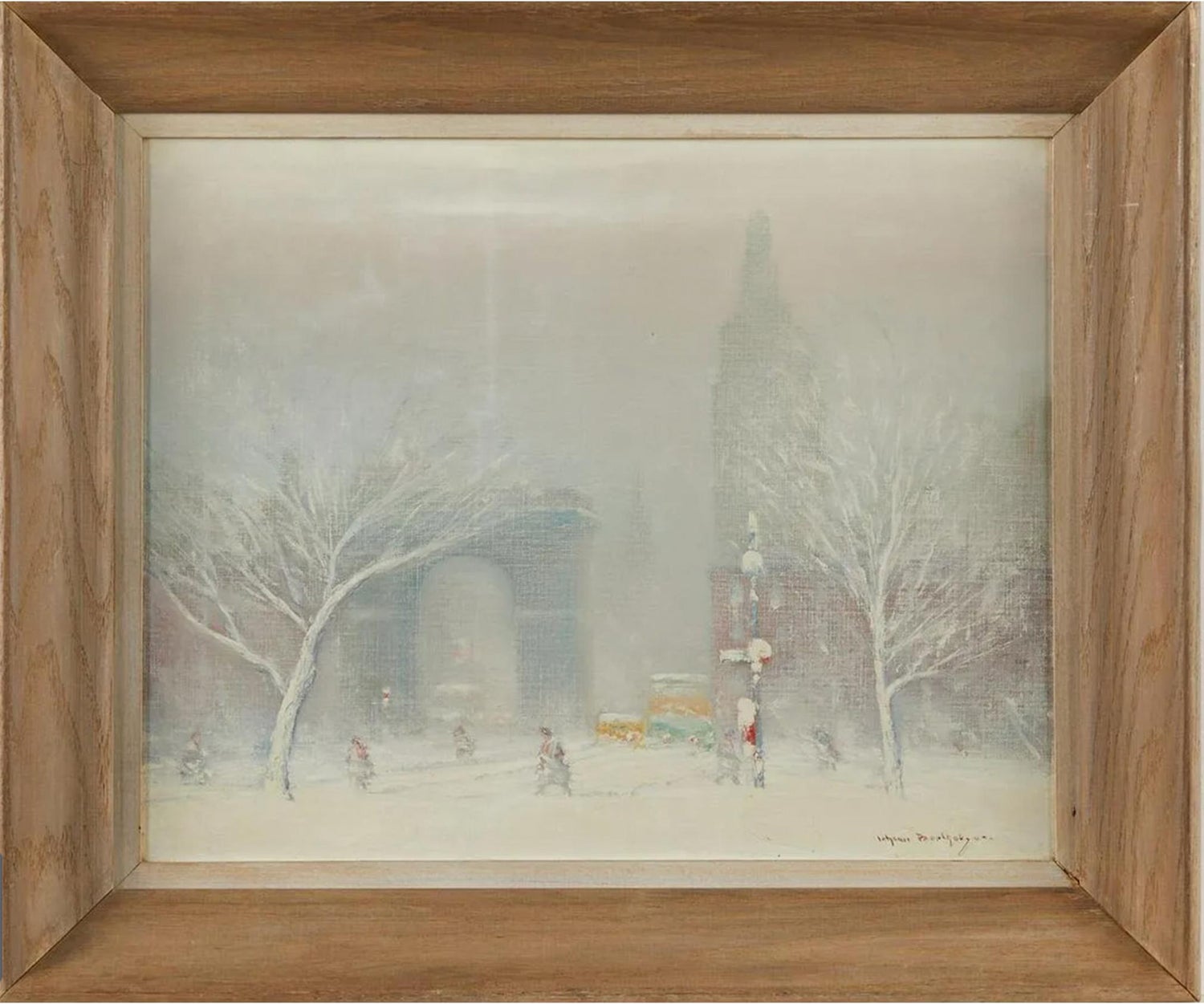 Large Oil Painting Central Park in Winter Robert Sarsony New York City in Snow
