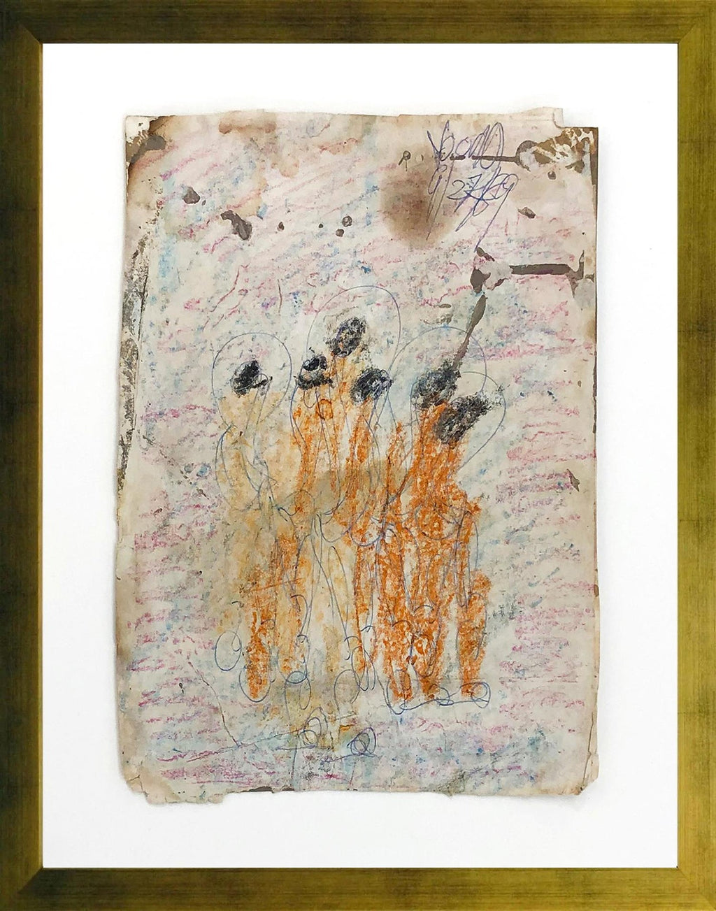 Mixed Media Outsider Art Original Photo Collage Drawing 2 Sided
